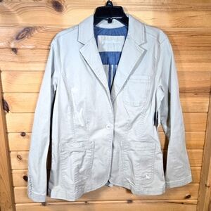 NWT Eddie Bauer Legend Wash Stretch Utility Jacket Khaki Beige Button Womens 14